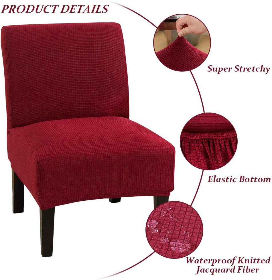 Beacon Pet Armless Accent Chair Cover Slipcover, Stretch Spandex Jacquard Knitted Chair Covers Oversized Furniture Protector Sofa Covers Removable Washable for Hotel Dinner Living Room(Wine Red)