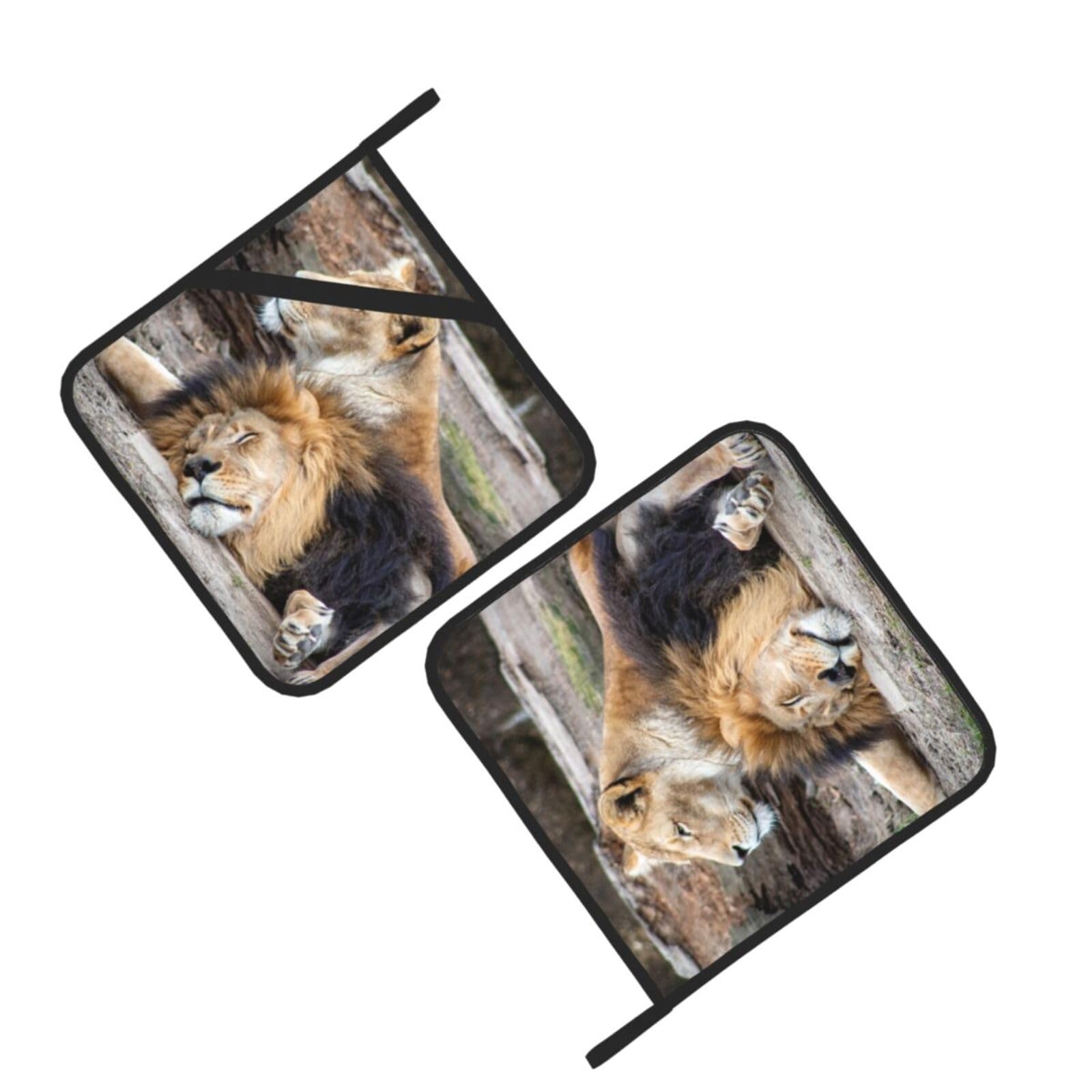 Two Lions Printed Oven Pot Holders Set of 2 Pcs Heat Resistant Kitchen Microwave Potholders for Cooking Baking Grilling