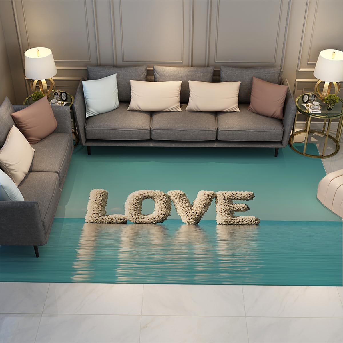 Tapis entrée Love 3D pour sublimer la décoration minimaliste du couloir de la chambre