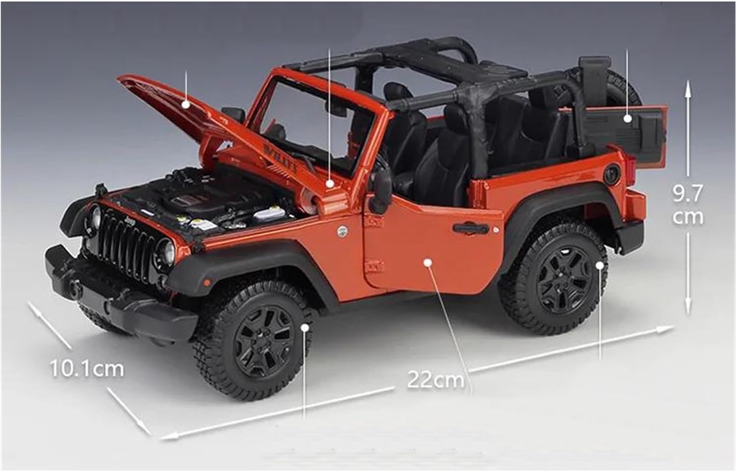 1:18 for Wrangler Alloy Car Static Metal Model Vehicles for Collectibles Gift(Black F,with Box)