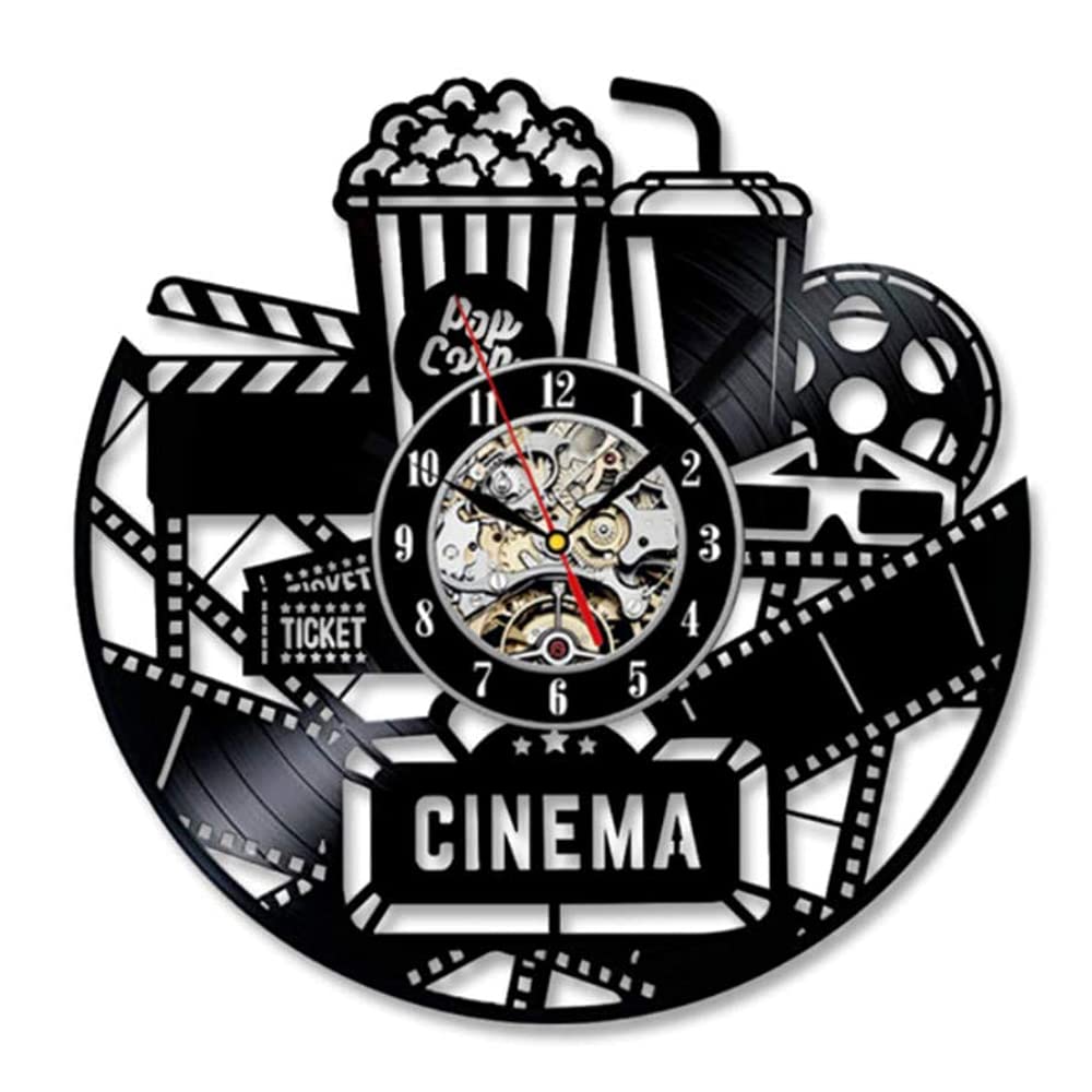 Horloge murale en vinyle Popcorn Cola : idée cadeau originale pour amateurs de cinéma