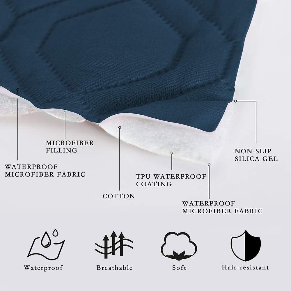 SUNNYTEX Waterproof Dog Bed Cover Dog Mat Pet Pad Pet Blanket for Couch Sofa Bed Mat Anti-Slip Furniture Protrctor(40" 50",Blue) : Pet Supplies