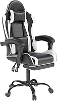 OSMOTORHOME Ergonomic Gaming Chair with Headrest Lumbar Support, Racing Style High Back Recliner, Adjustable Faux Leather Office Chair White