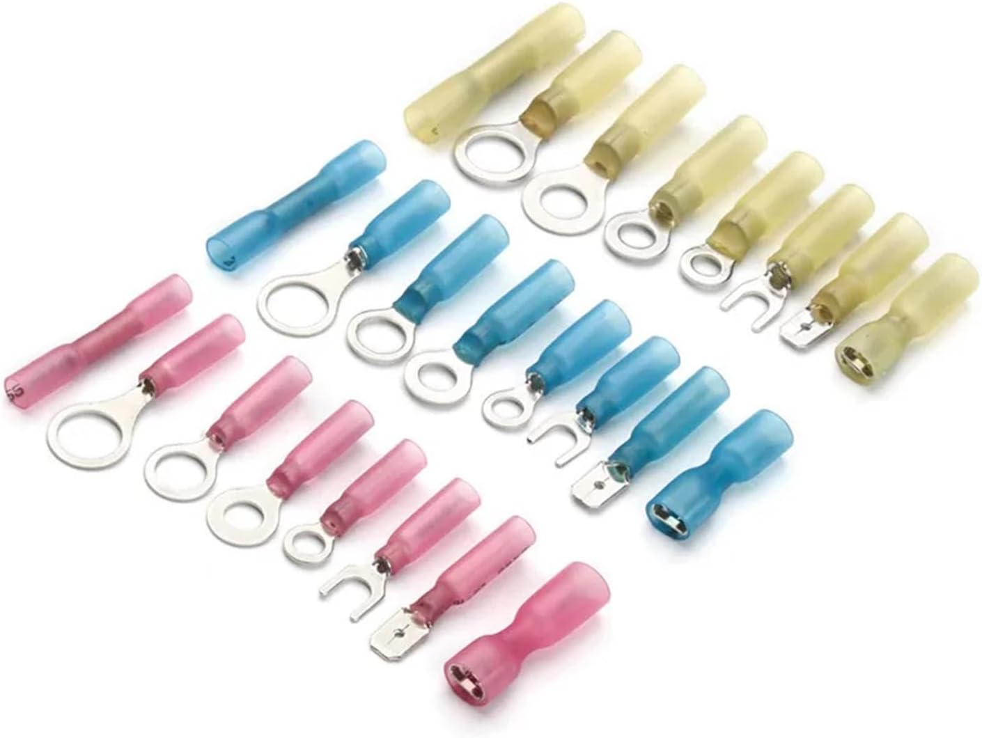 240PCS Heat Shrink Splice Terminators Assortment Crimp Terminals Set Ring Spade Connectors Red Blue Yellow Kit 22-10AWG
