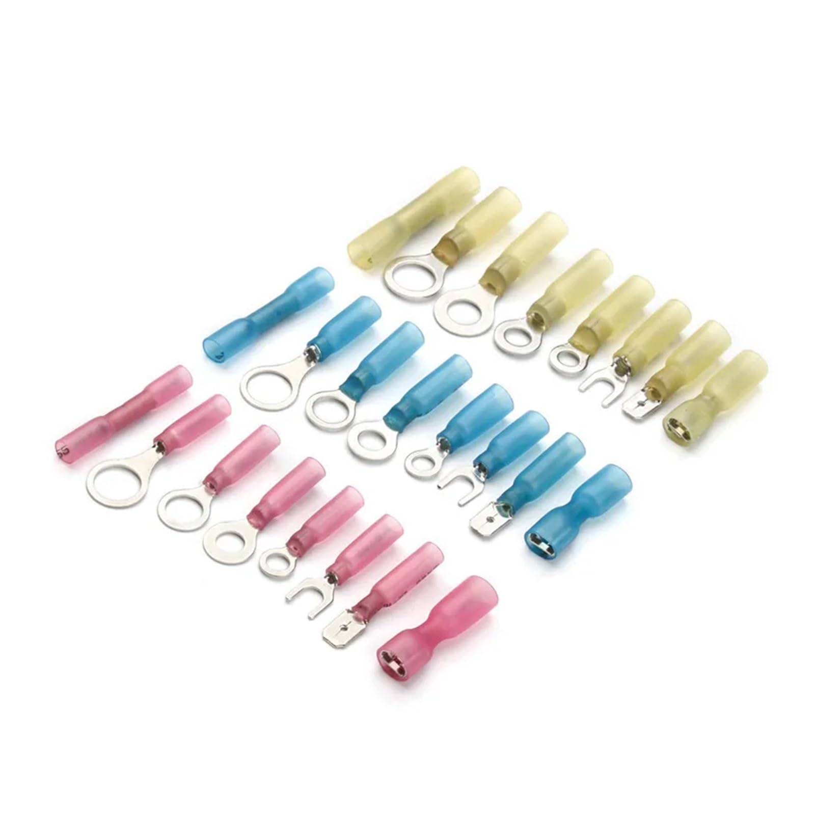 Assortiment de 240 cosses à thermorétractables, connecteurs Anneau, Rouge, Bleu, Jaune, 22-10 AWG