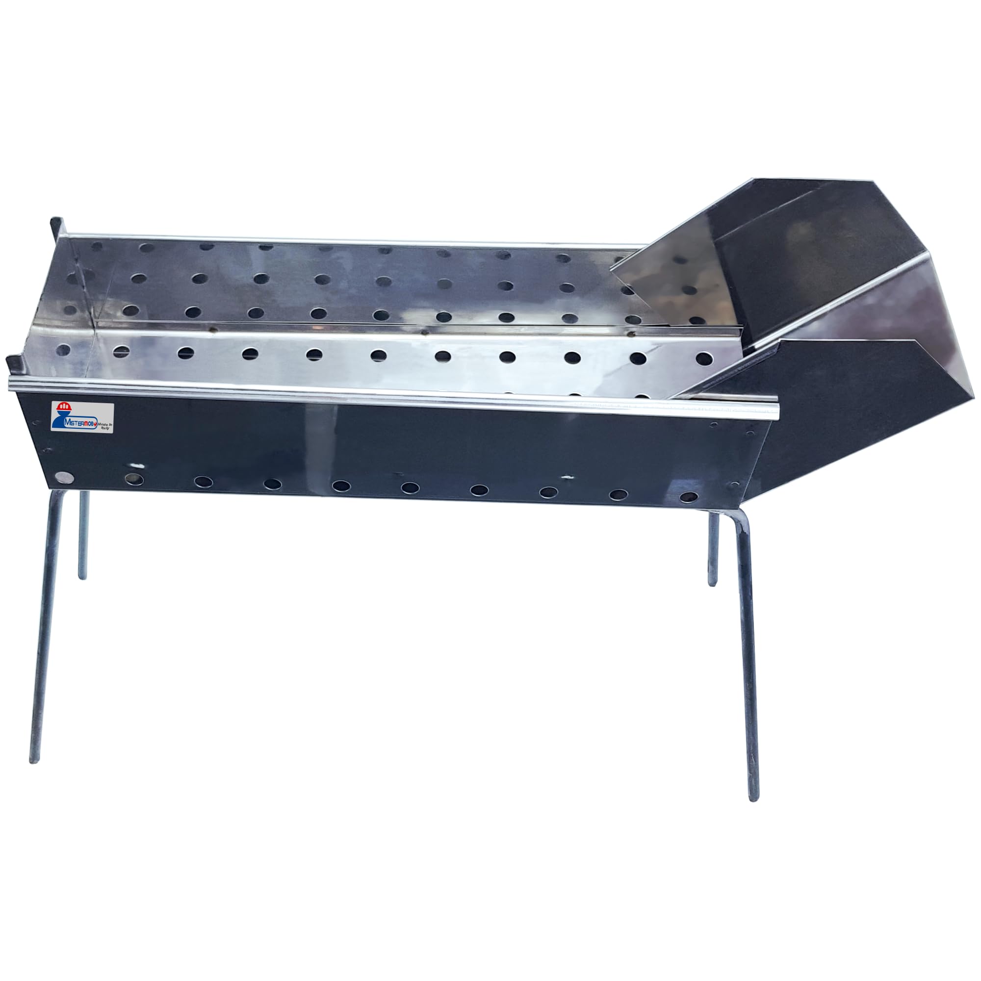 Mini barbecue en acier inoxydable de 50 cm avec pieds pliables