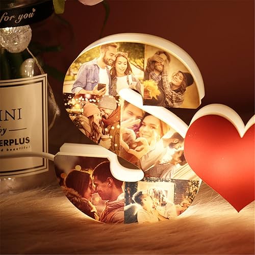 Miniatura 2 de Luces de fotos personalizadas con forma de corazón, collage de letras, lámpara de noche de corazón, lámpara de mesita de noche, collage de marcos de