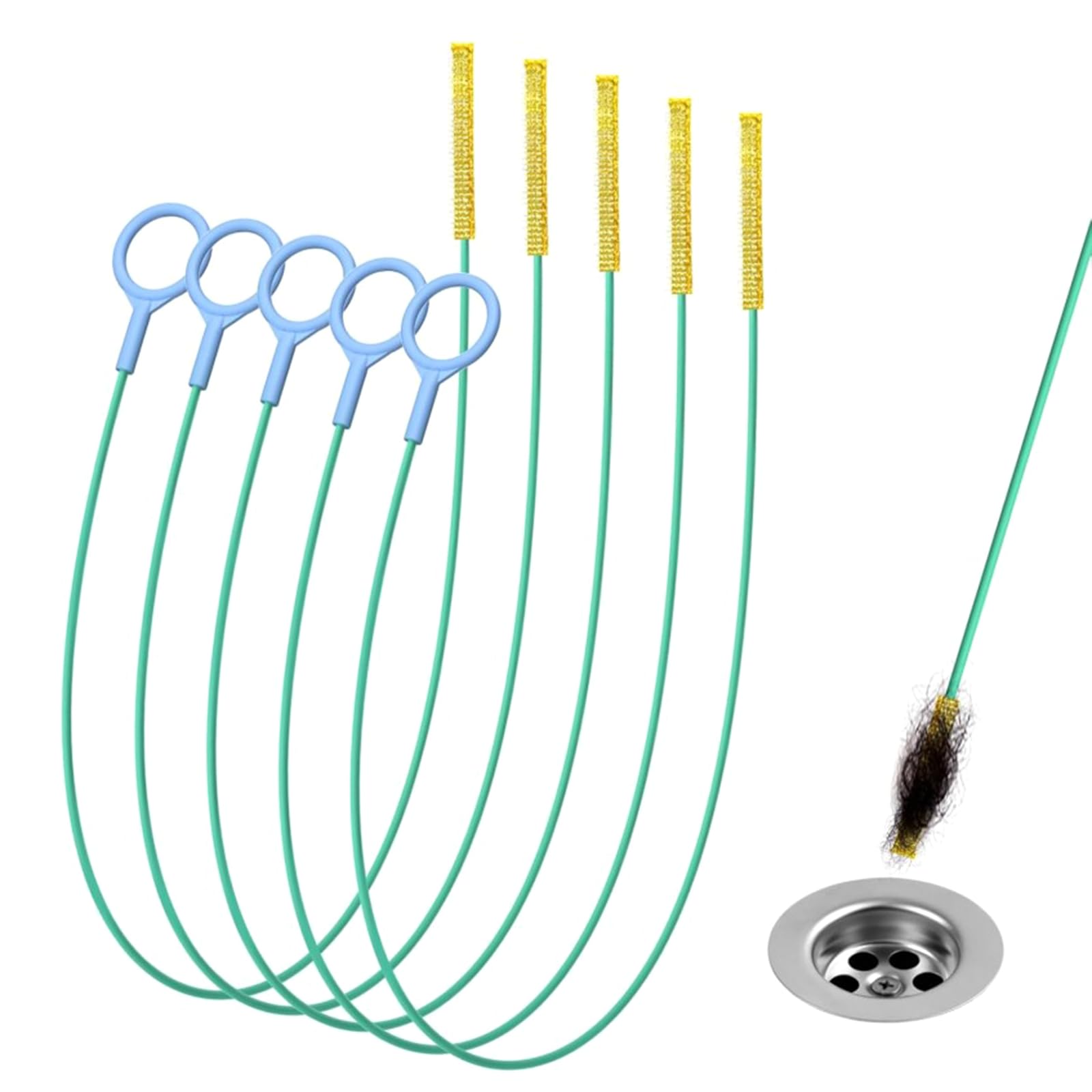 TFAOYS PVC Drain Cleaning Brush Tool Efficient Unclogger for Sink Shower Pipe Clogs Drain Cleaner Brush
