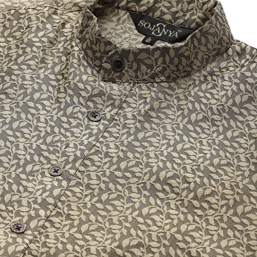 Image of SOJANYA (Since 1958, Men's Silk Blend Grey Kurta Pyjama & Silk Blend Jacket Combo