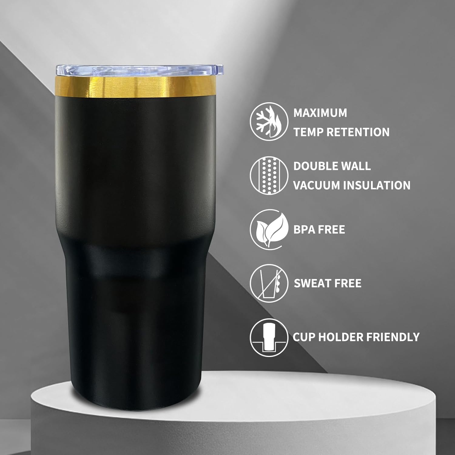 20 oz Tumbler Stainless Steel Tumbler with Lid and Straw, Double Wall Vacuum Insulated Travel Coffee Mug for Laser Engrave, Powder Coated Cups for Hot and Cold Drinks (Black,1 pack) - Image 3