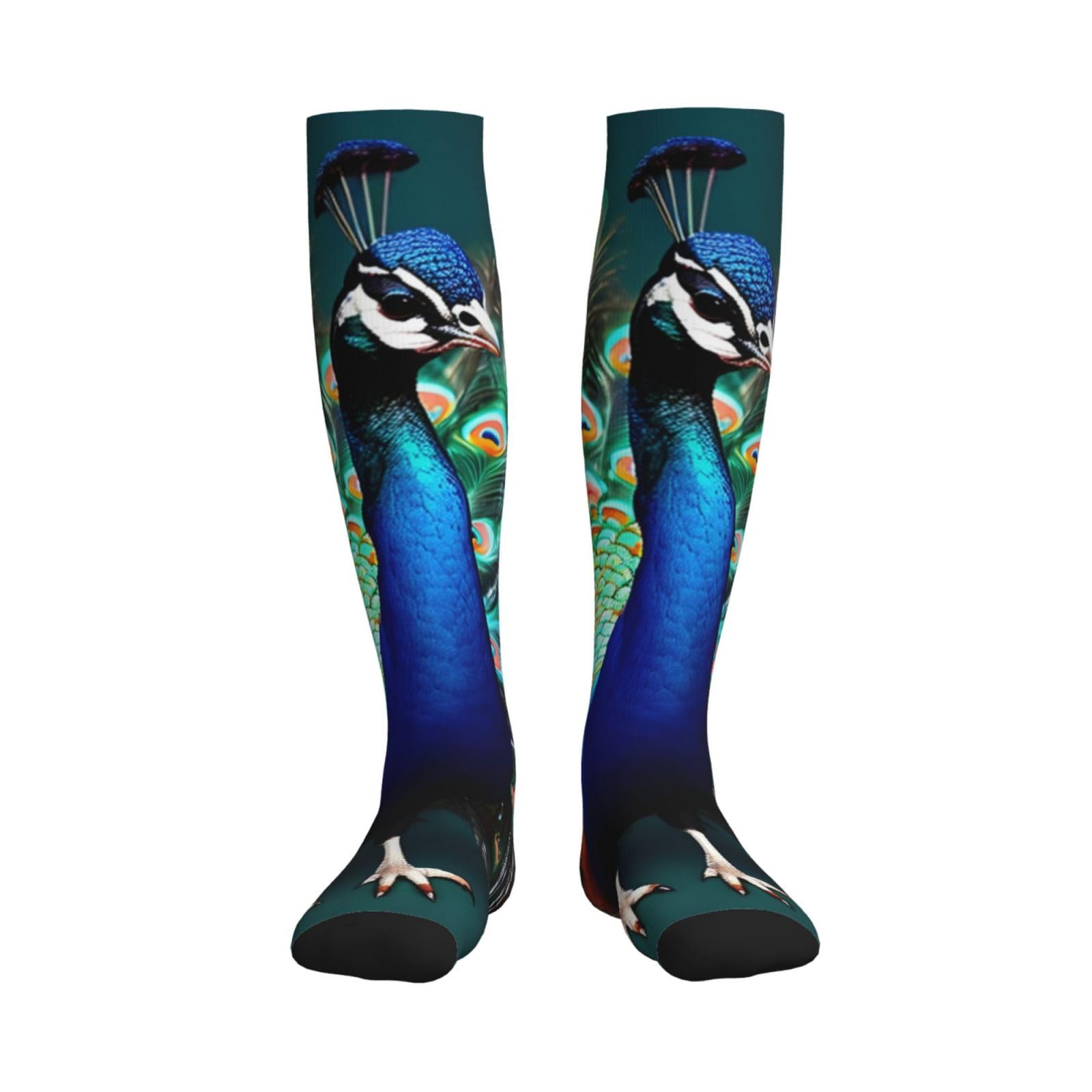 Beautiful peacock Print Compression Socks for Women and Men,15-20 mmHg is Best Support for Athletic sports