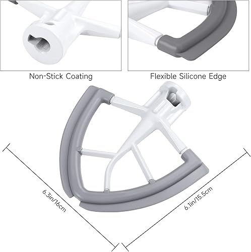 Miniatura 2 de Batidor de borde flexible para cocina, tazón de 6 cuartos de galón, compatible con Kitchen-Aid de 5.5 a 6 cuartos de galón, batidor plano con