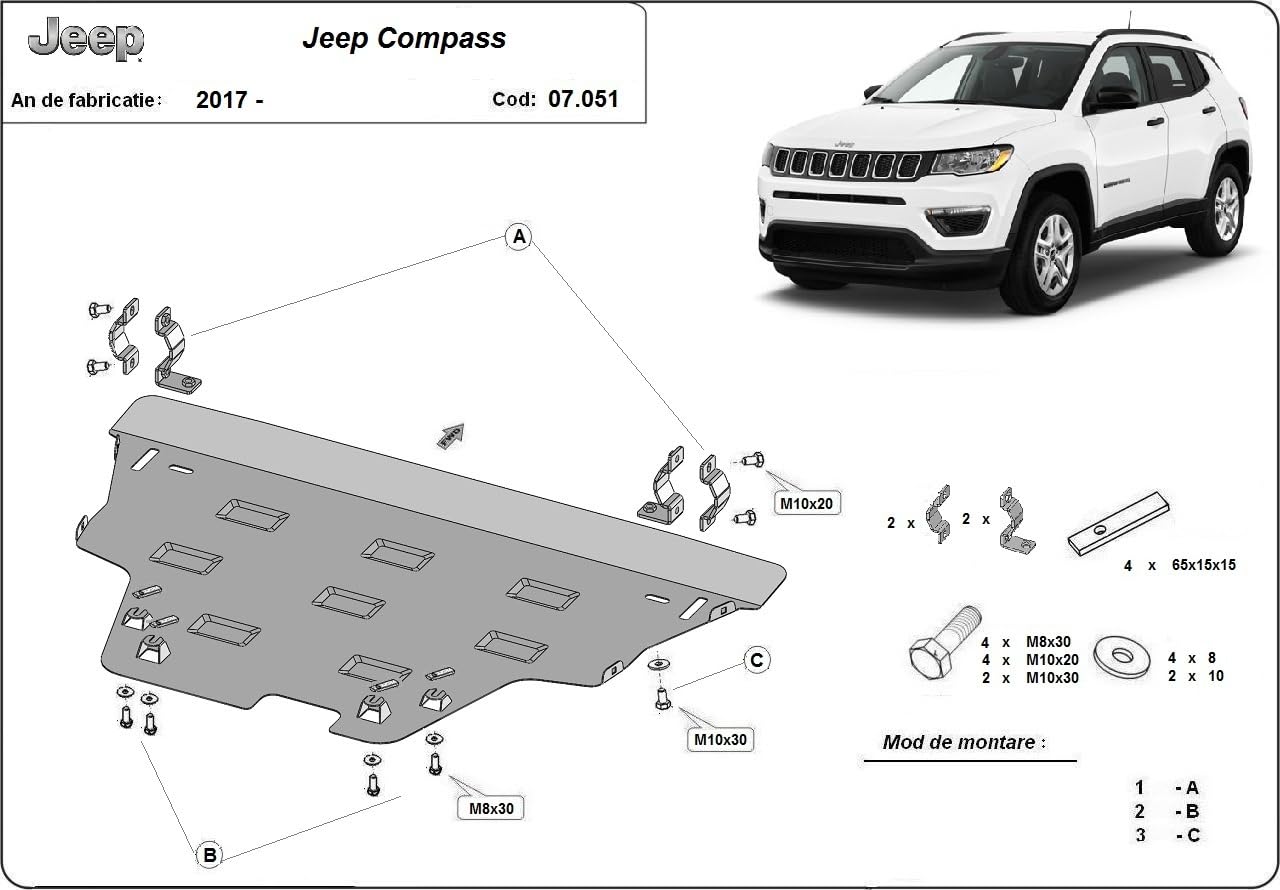 Osłona podsilnika metalowa do Jeep Compass 2017–2025