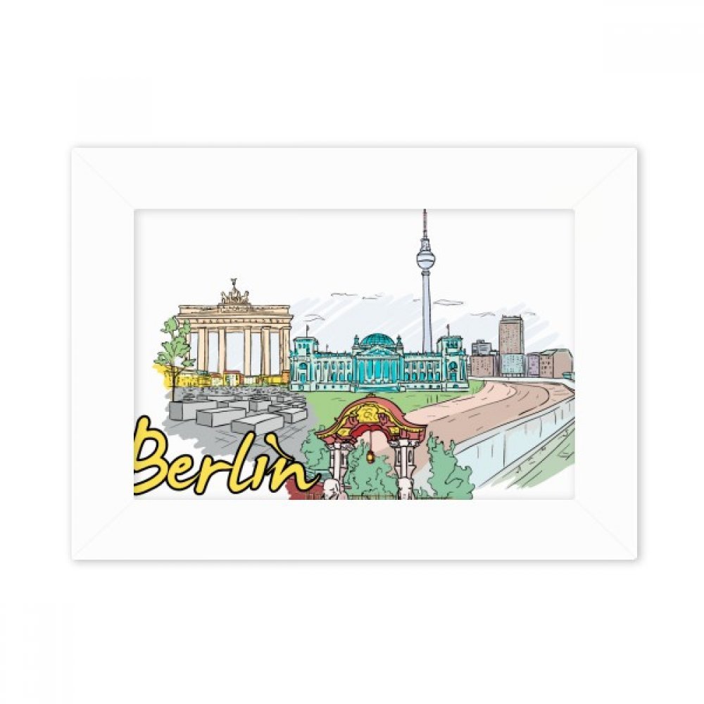 Cadre photo Berlin d'architecture multicolor blanc en format 5X7