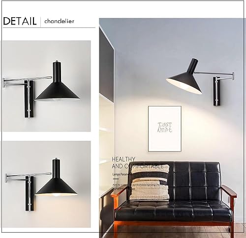 Miniatura 5 de Aplique de pared Bauhaus con brazo articulado, Aplique industrial cromado, luz de lectura ajustable para mesilla de noche, lámpara de metal moderno