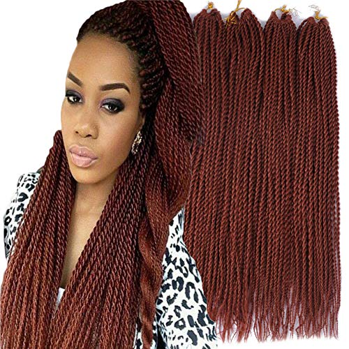 6Packs 14" 18" 24" Senegalese Twist Crochet Hair Braids Small Havana Mambo Twist Crochet Braiding Hair 2S Senegalese Twists Hairstyles For Black Women 30strands/pack 24 colors (24 inches, 350)