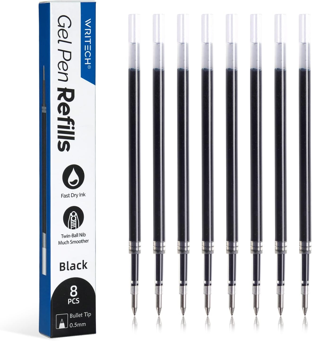 Writech Liquid Gel Pen Refills Fine Point 0.5mm Black Ink