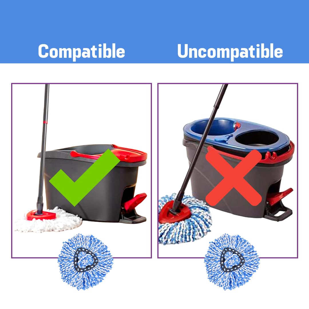 Ersatz-Moppköpfe kompatibel mit Vileda Turbo 2-in-1, Mikrofaser-Turbo-Moppkopf-Ersatz, Vileda-Mopp-Kopf-Ersatz, Dreieck-Schwenkmopps (Blau und Weiß)