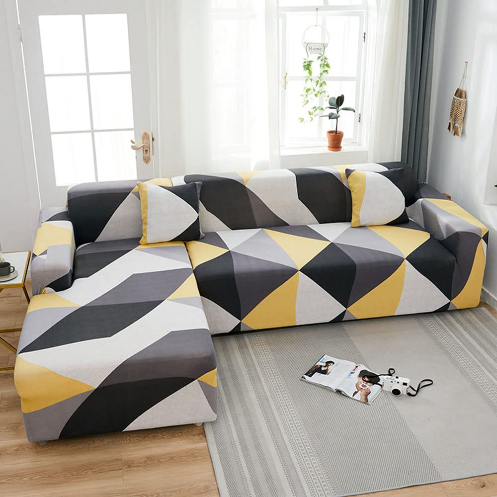 Housse de canapé angle en L universelle 1 place lavable pour protéger votre salon