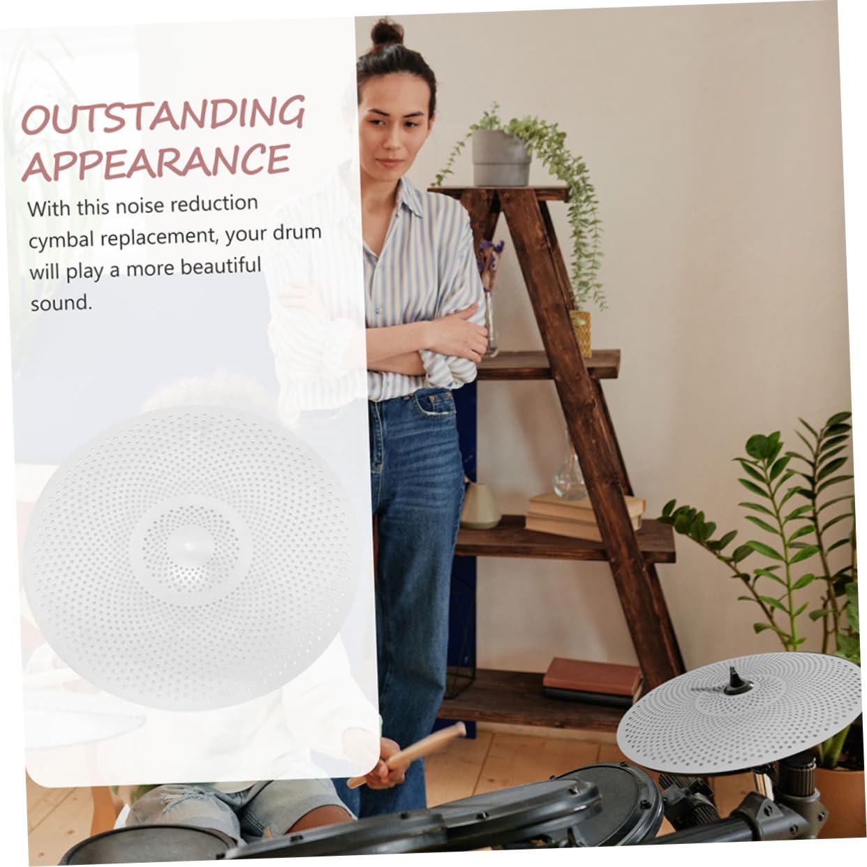 Sosoport Piatti per Batteria Silenziosi Piatto Muto Leggero Riduzione Vibrazioni 2 Pezzi in Lega Argento Set di Cimbali per Percussione Basso Volume