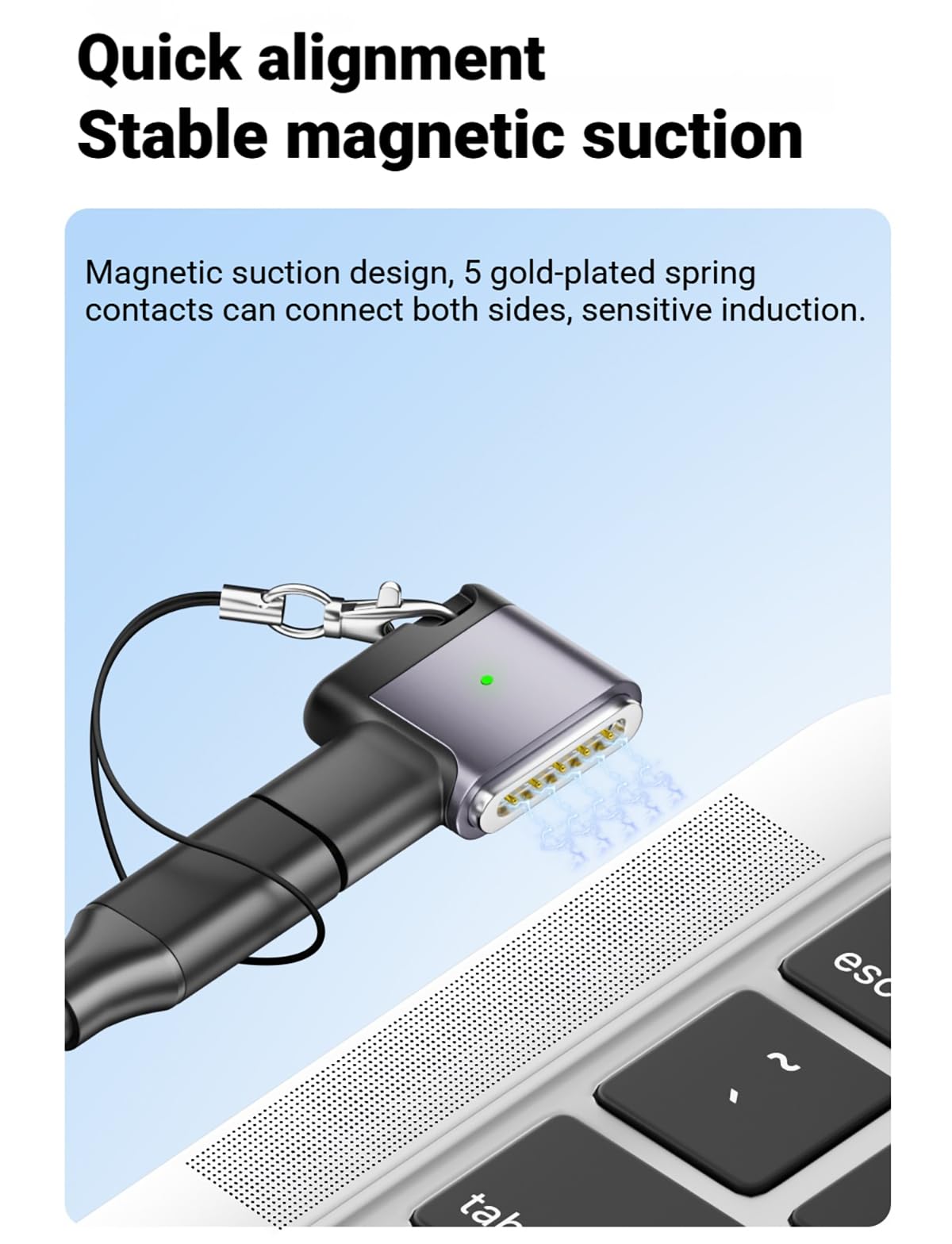 100 W PD Schnellladung USB C auf magnetischer Seitenwinkelstecker, kompatibel mit MagSafe 3, für MacBook 2021–2025 M1/M2/M3/M4/M5 (Violett-Grau, 1,5 m)