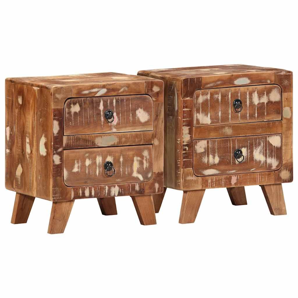 SXZenSpace 4104514 Bedside Cabinet 2 pcs 40x32x46 cm Solid Wood Reclaimed Bedroom Cabinet,Storage Nightstand Side Table