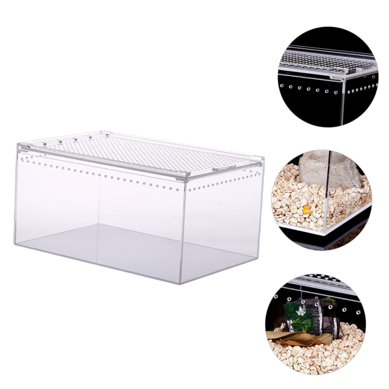 Caja de Alimentación Acrílica Transparente a Prueba de Fugas | Montaje, Espacio Amplio, Fácil Acceso para Comida y Agua, Apta para Cangrejo Ermitaño y Tortuga