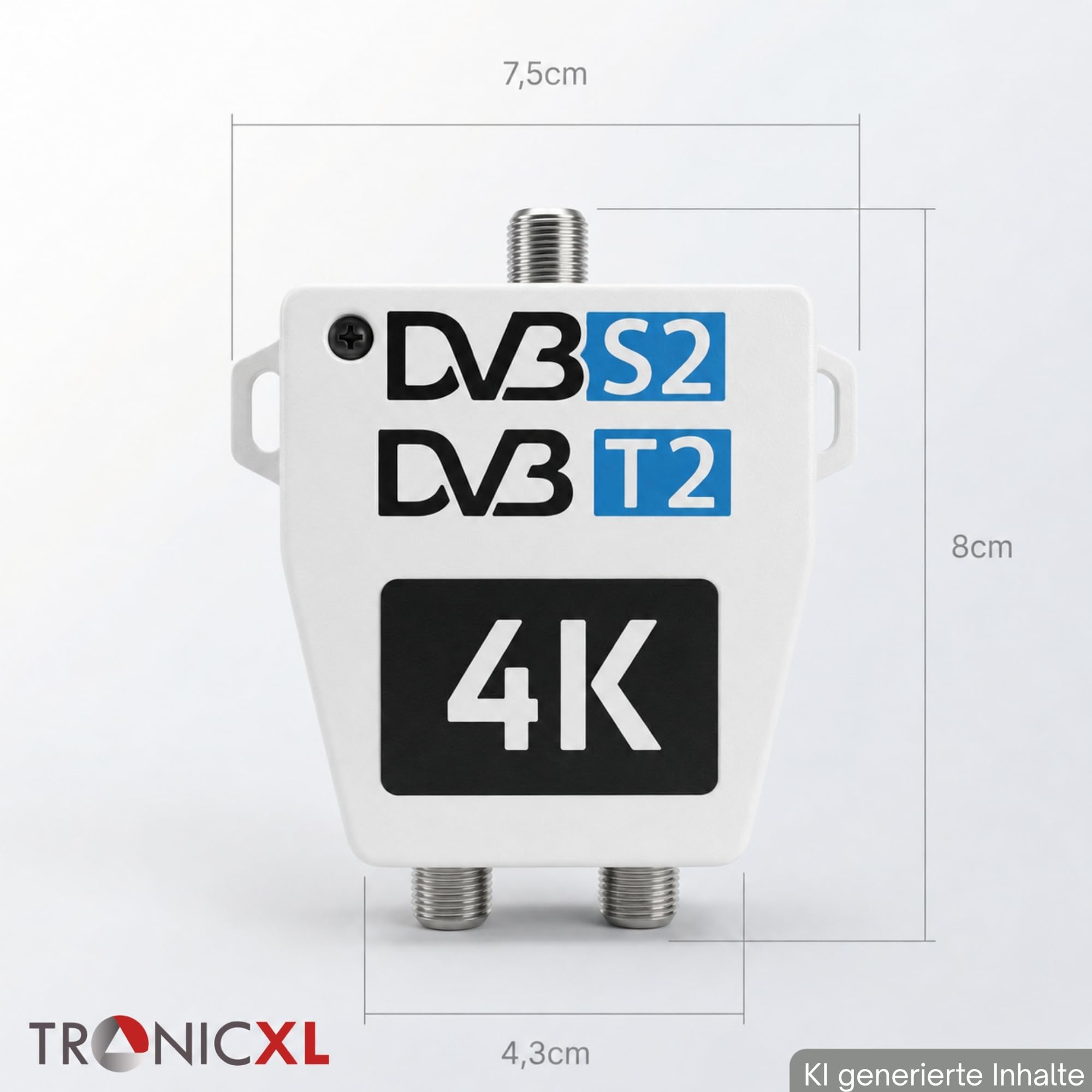 TronicXL Amplificatore antenna a 2 vie per DVBT e DVBS SAT Splitter Amplificatore con vite di messa a terra I Distributore antenna morbido DVB-S2 DVB-T2 Morbido amplificatore di segnale 3D 4K HDTV
