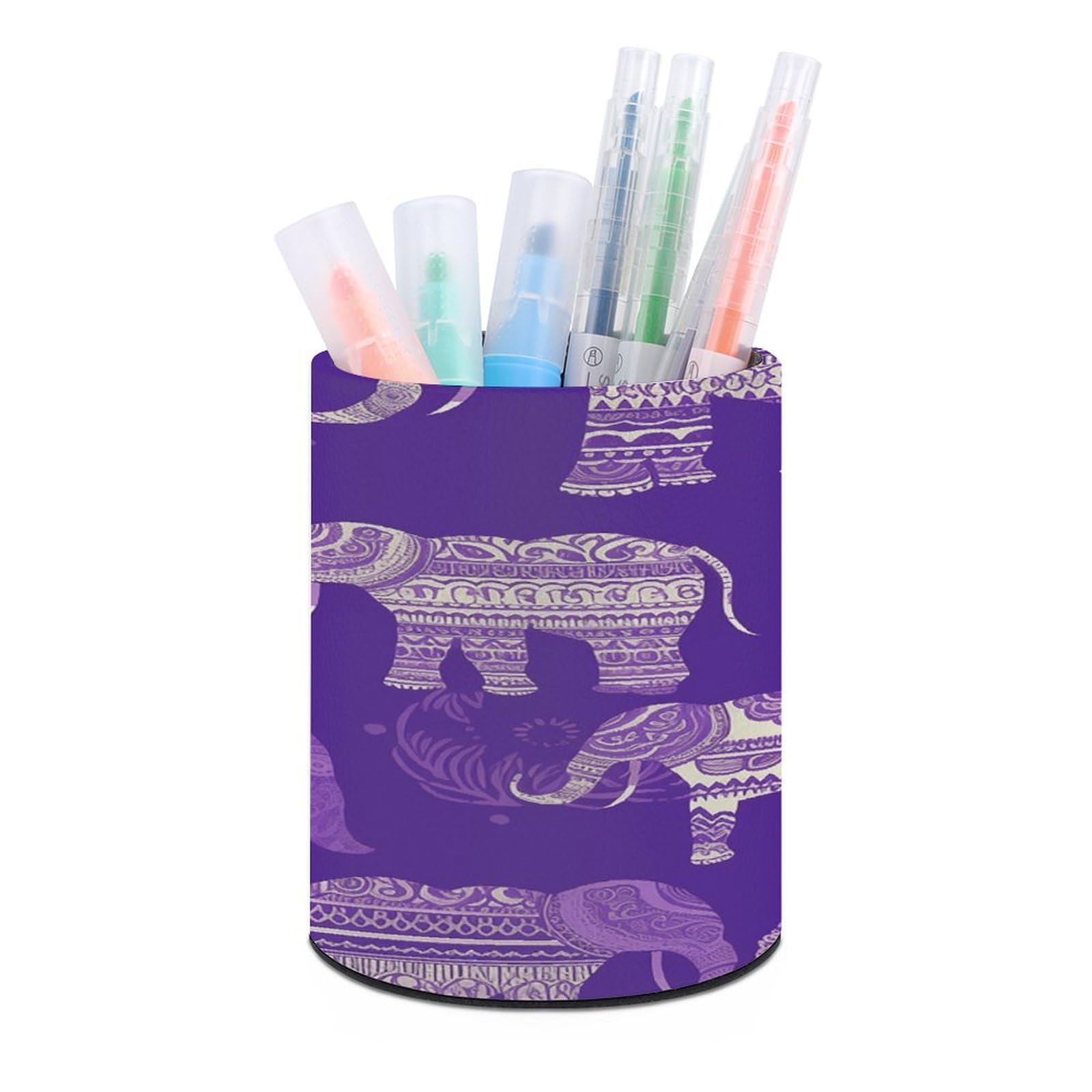VstaDank Purple Elephant Pen Holder for Desk Makeup Brush Holders Stylish Pen Cup Cute Pencil Cup Round Pencil Holder Decor Brush Scissor Holders for Multifunctional Office Supplies