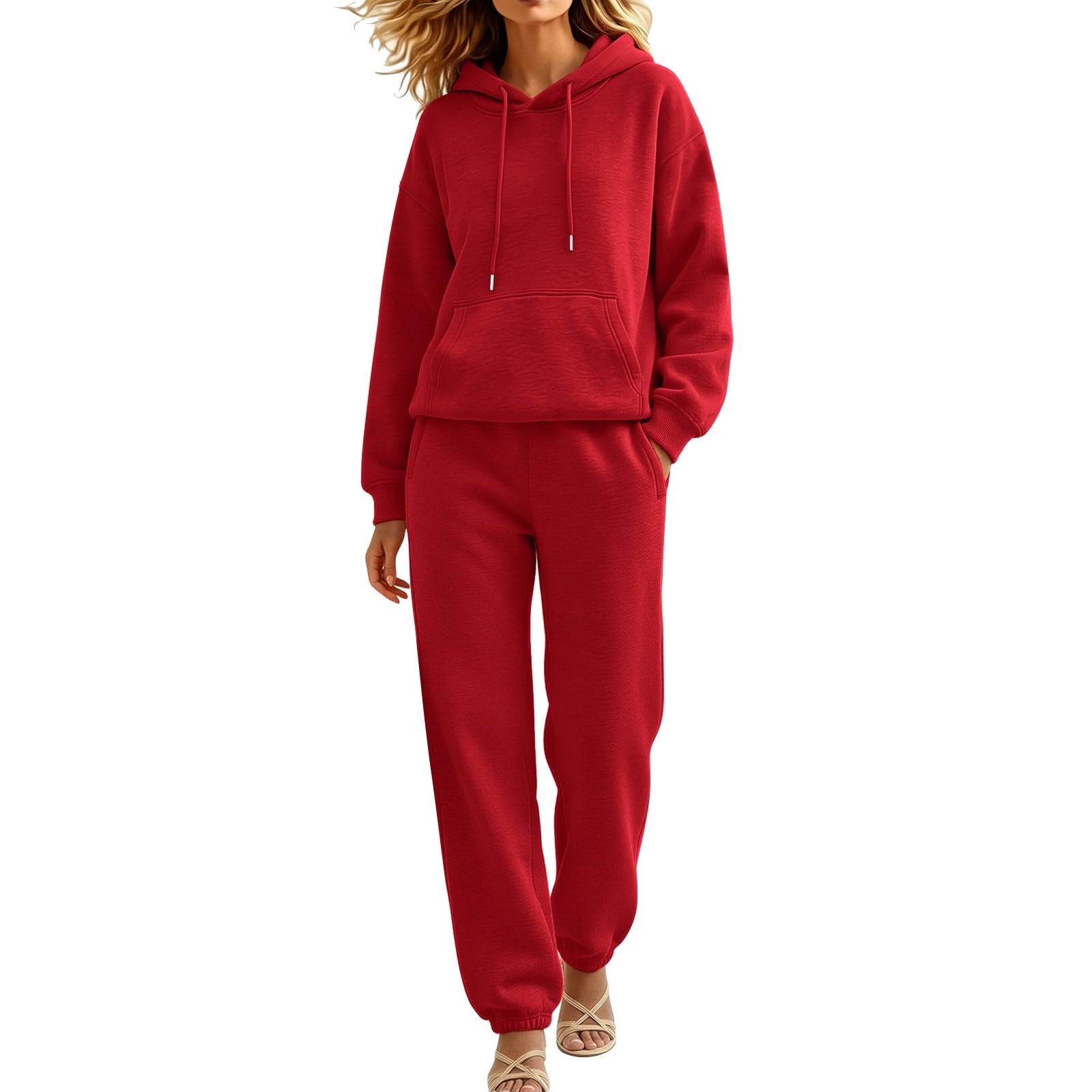 Tute Donna Eleganti Completo Da Casa Felpa Con Cappuccio E Pantaloni Jogging Tuta Sportiva Casual Leggera 2 Pezzi Palestra Taglie Forti Curvy Set Ginnastica Comode Caldo Abbigliamento Elegante
