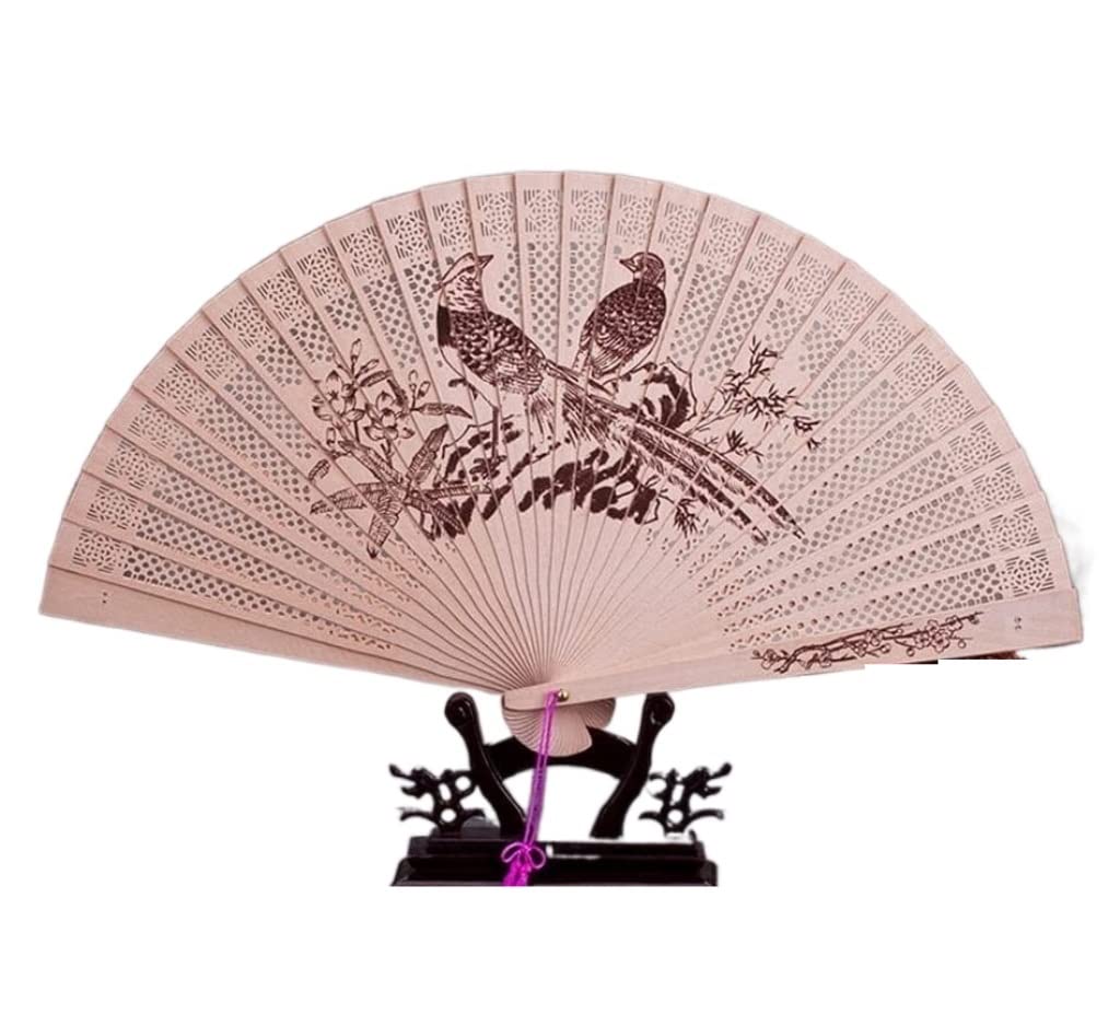 DANNMPX Display Fans Chinese Japanese Folding Fan Original Wooden Hand Flower Bamboo Classical Printed Hand Held(A3)