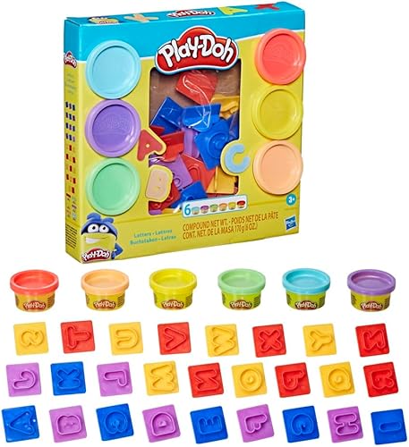 Miniatura 2 de Play-Doh Letras fundamentales con 26 herramientas de estampación de letras, 6 latas de surtido. Colores, suministros para el aula de regreso a la