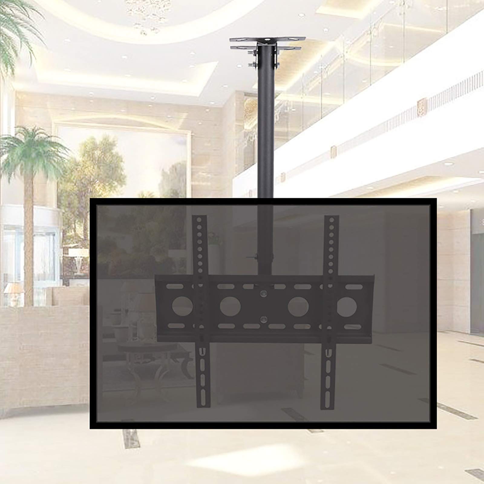 Soporte de techo para TV, ajustable con giro e inclinación suaves, se adapta a televisores de pantalla plana de 32 a 50 pulgadas, fácil instalación para montaje en techo
