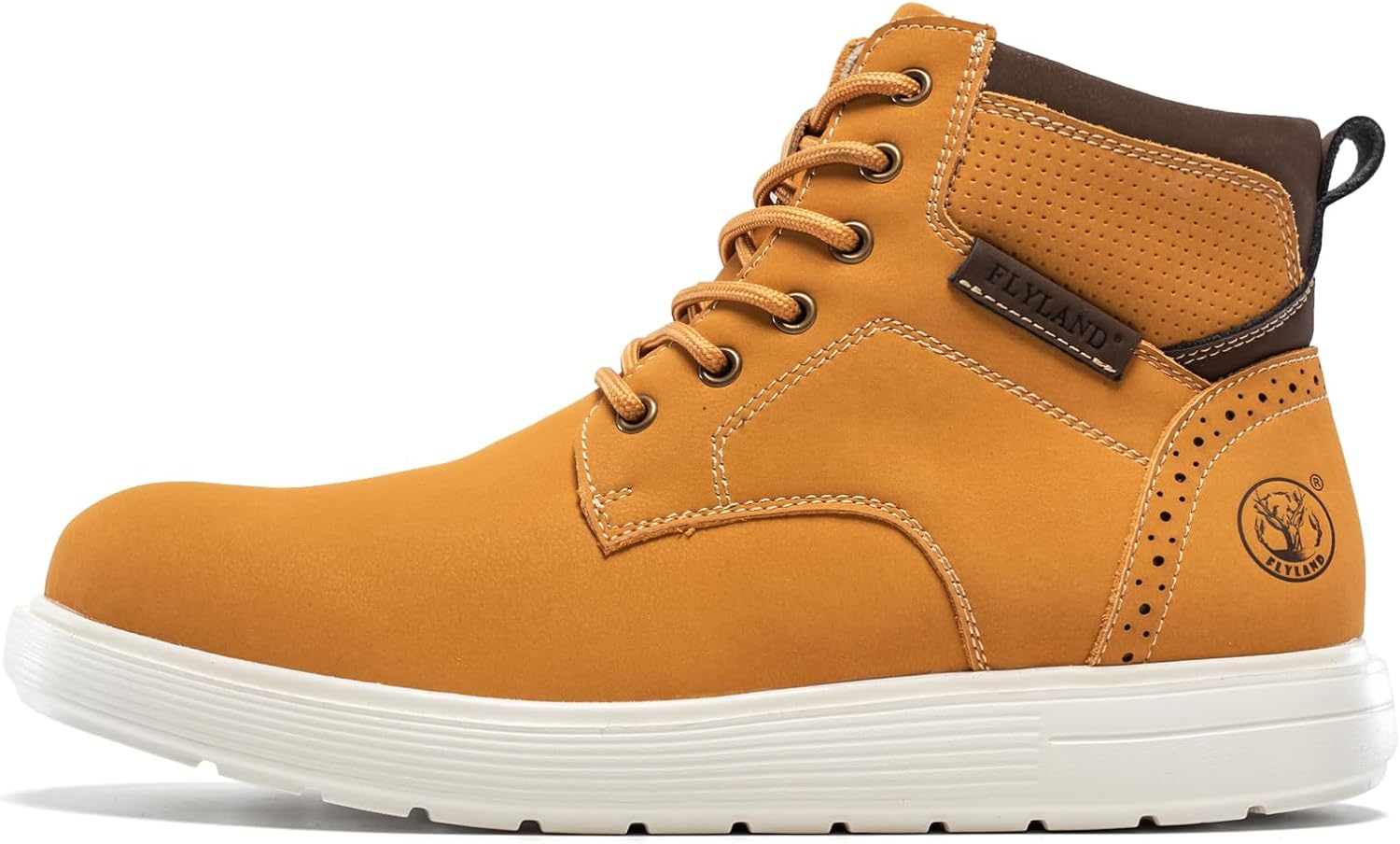 FLYLAND Men's Fashion Sneaker Chukka Boots Lace Up Leather Ankle Dress Boot Lightweight Non-Slip Walking Shoes - Image 2