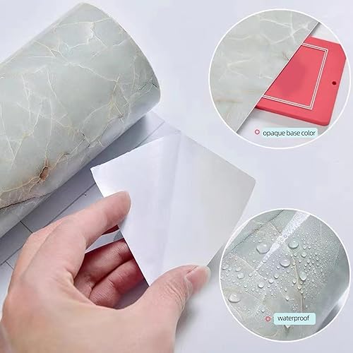 Miniatura 3 de Yancorp Papel de contacto verde y blanco extraíble, encimeras de despegar y pegar, papel tapiz de mármol impermeable, autoadhesivo para despegar y