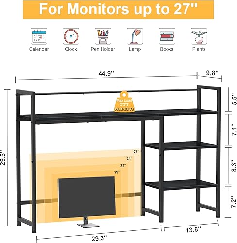 Miniatura 3 de Snughome Estante de escritorio, estante organizador de escritorio grande de 44.9 pulgadas, gabinete de escritorio para monitor, estante de