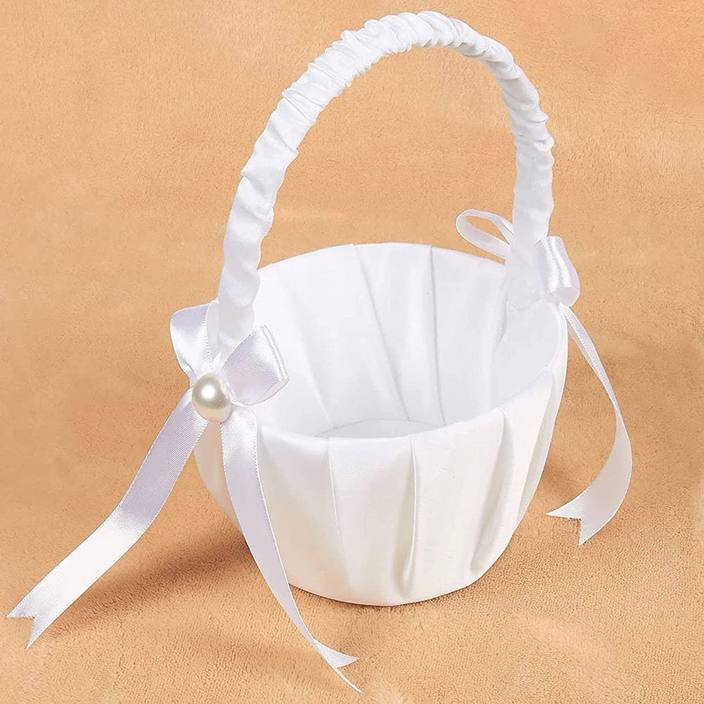 Tlilyy Cesto di Fiori da Sposa nel da 2 Pezzi, Cesto Romantico per Ragazze di Fiori di Fiori