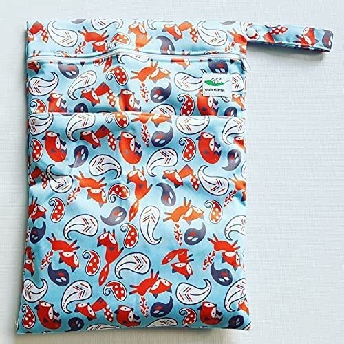 Wasbareluiers.eu - Bolsa de Neopreno, Bolsillo para Pañales, 2 Compartimentos, Impermeable, Doble Cremallera, Zorro, Talla única