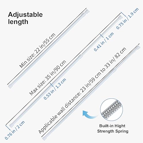 Miniatura 3 de Goowin - 6 barras de tensión para cortina de tensión, sin taladrar a prueba de óxido, barra de tensión pequeña, varillas de tensión ajustables para
