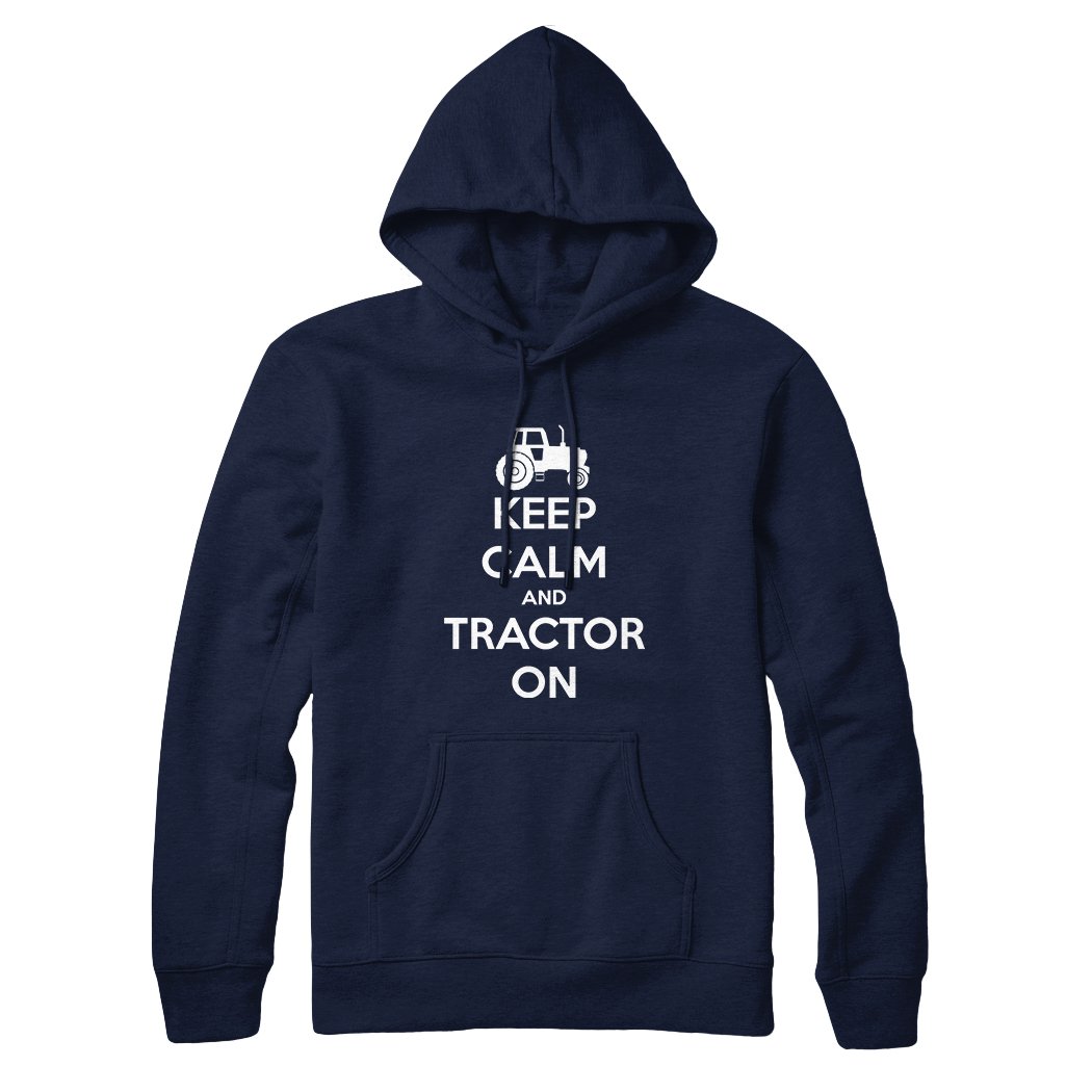 Daytripper Men's Navy Keep Calm And Tractor On Funny Farming Farmers Wo Unisex Hoodie - Large