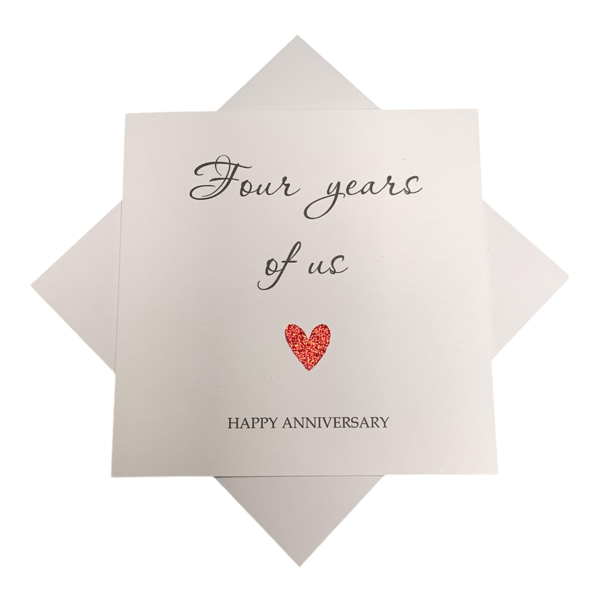 4th Anniversary Card - Linen 4 Year Fourth Personalised Gift for Wife Husband Boyfriend Girlfriend Partner - Choose Glitter Heart - Various Designs (Year Of Us)