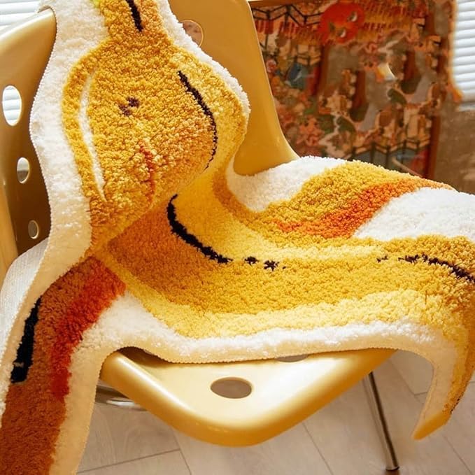 Funny Banana Kid's Room Rug Cute 3D Non Slip Banana Bath Mat Decor for Living Room Bathroom Bedroom Kitchen Decor Washable (38.5 x 37.8in)