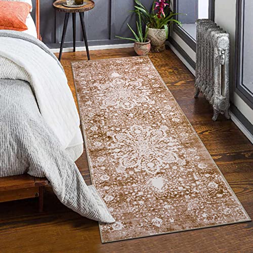Beeiva Medallion Washable Kitchen Runner Rugs, 2X6 Brown Carpet Runners For Hallways Rug For Kitchen Bedroom Bathroom, Vintage Distressed Non Slip Laundry Room Rugs For Entryway Runner #TOP5