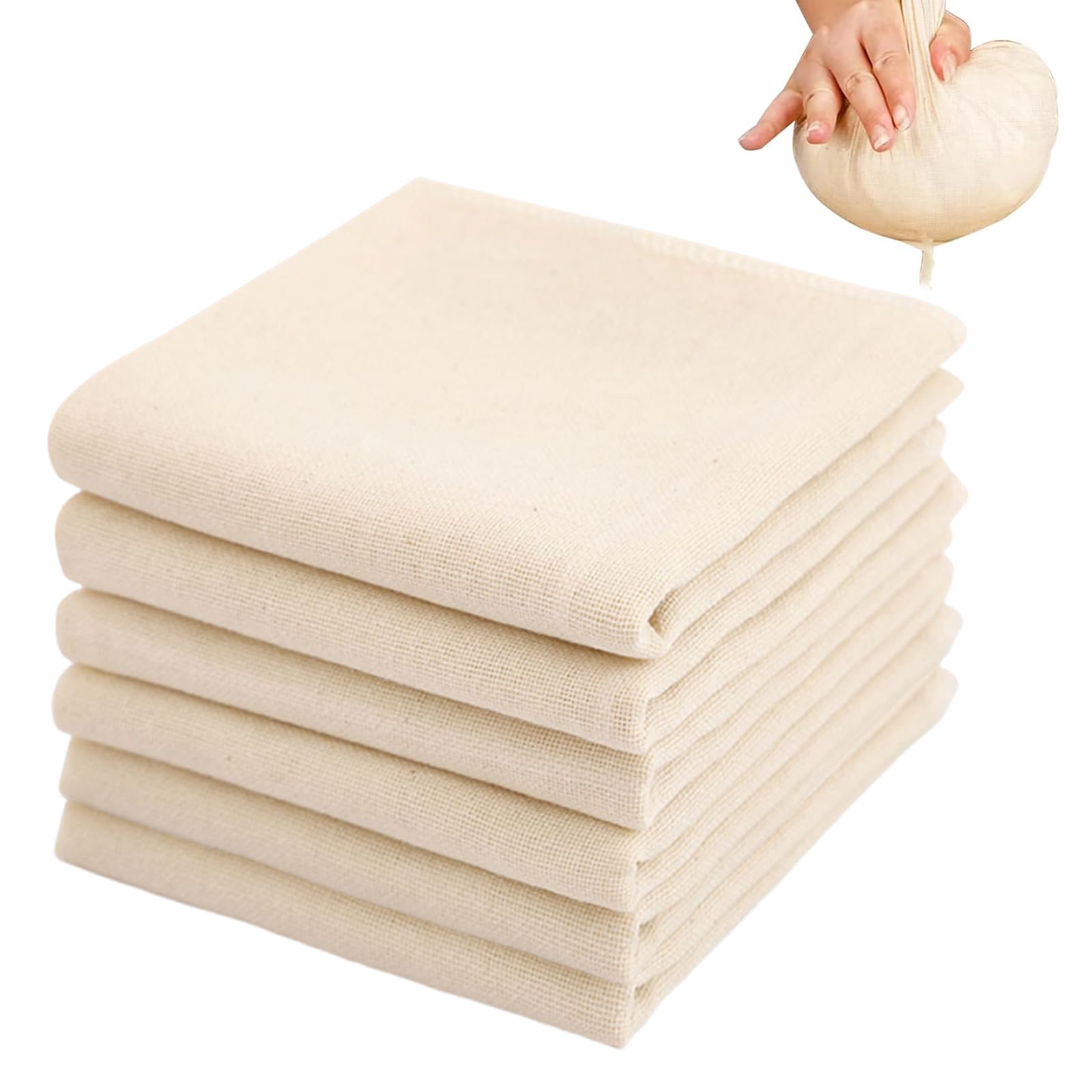 WORUIB Muslin Cloths for Cooking, 6 Pcs, 50x50cm, White, Cotton, Straining Cloth, Classic Style