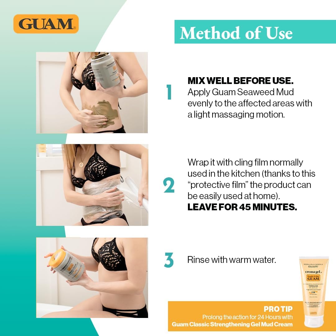 Guam, Algenfango Dren Plus für Beine, Gesäß, Arme, gegen Cellulite, Bekämpft freie Radikale, Anti-Aging, Made in Italy, 500 g Packung