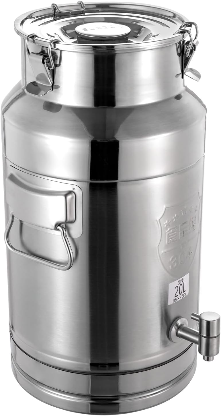 Hot Beverage Dispenser With Spigot - Stainless Steel Tea, Milk & Coffee Dispenser (5.28 gal)