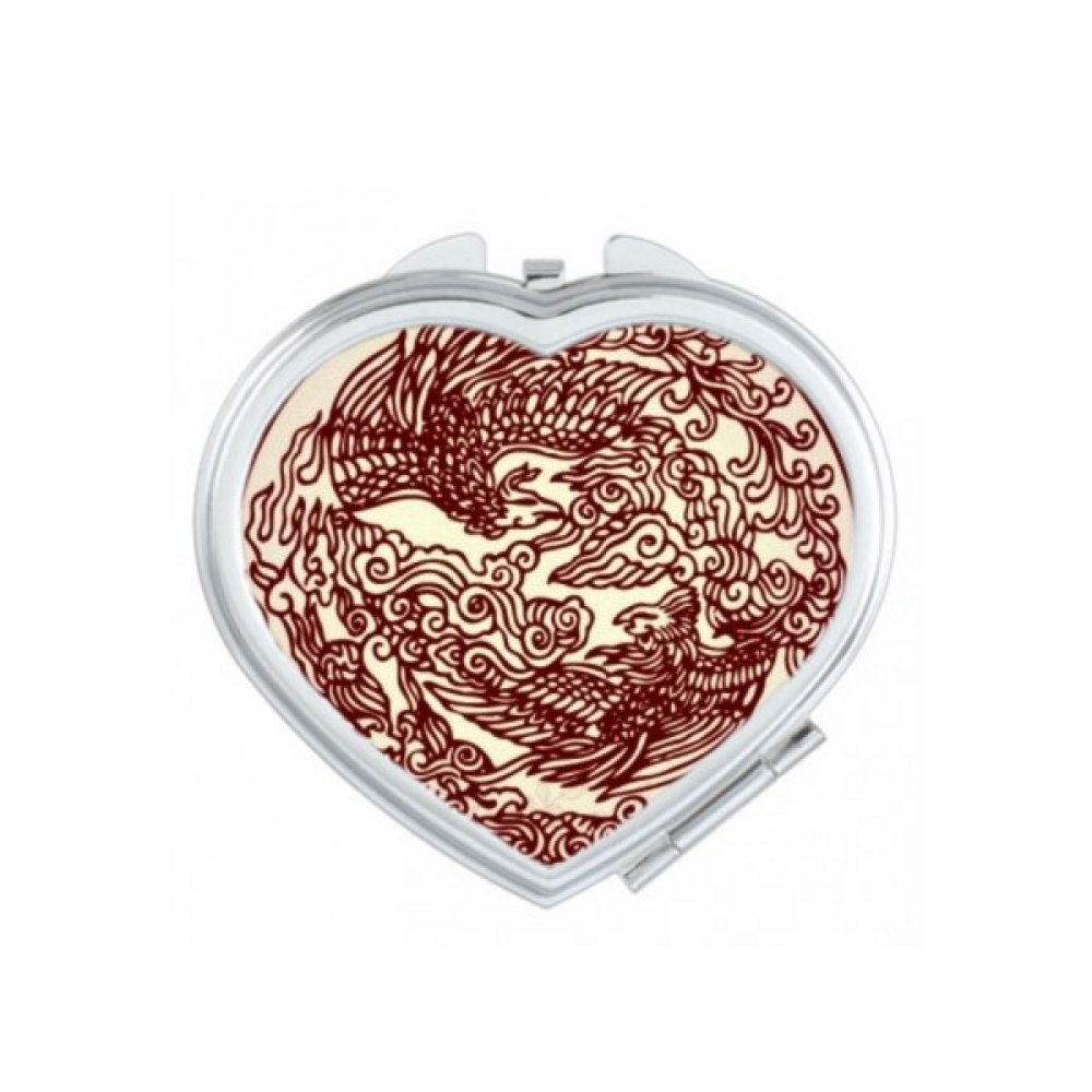 Miroir compact dragon chinois portable avec double réflexion nette