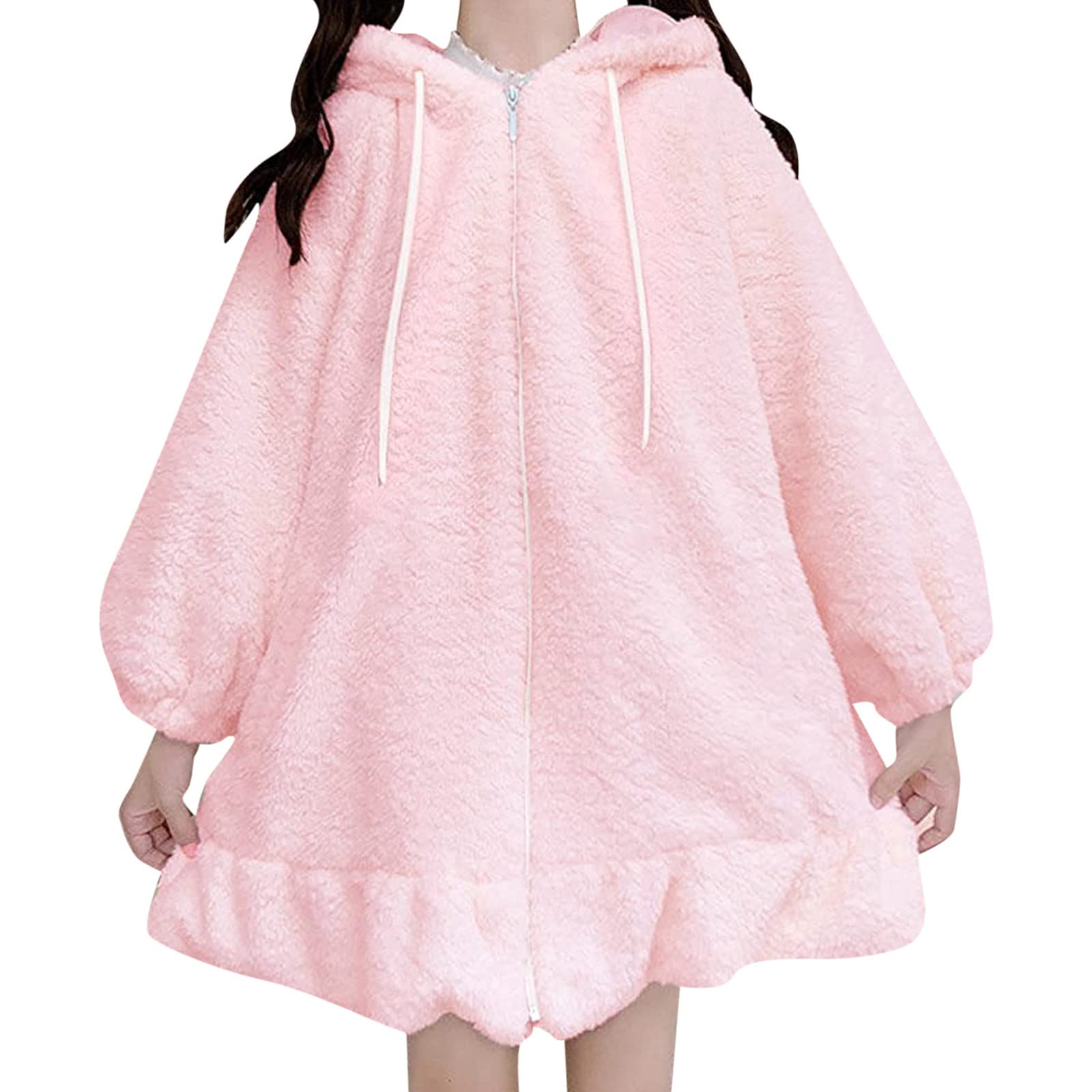 Bunny Hoodies mit Hasenohren, Kapuze, Kaninchenohr-Hoodies mit Ohren, durchgehender Reißverschluss, niedlicher Hasenohr, leichte Hoodies für Frauen, Tier-Hasenohr-Hoodie, Hoodies mit Ohren