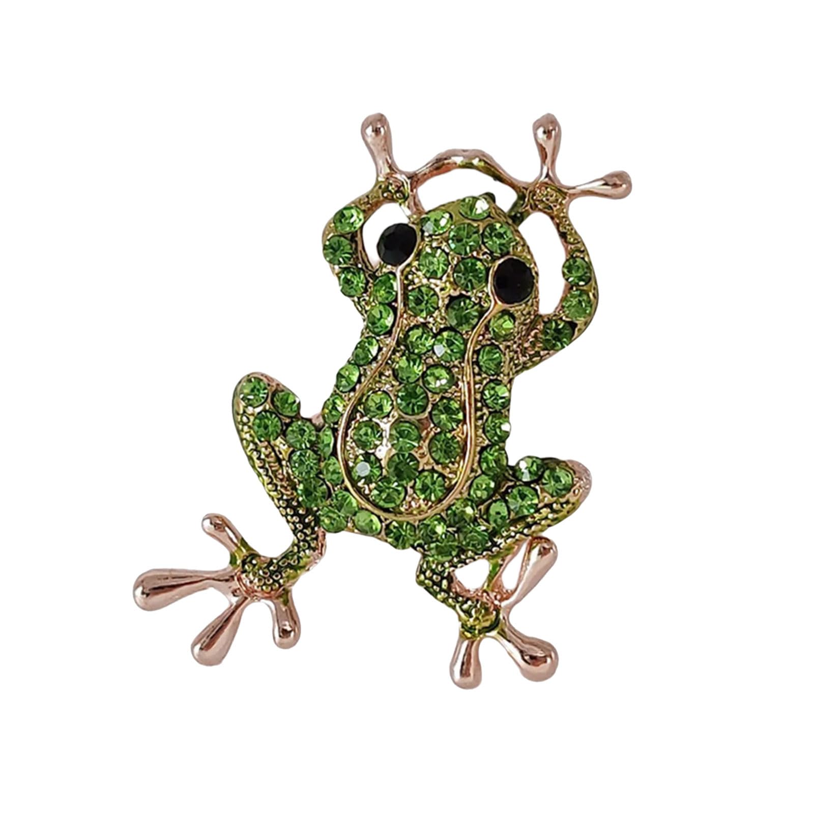 Maxtonser Fashionable Animal Brooch With Green Crystal Embellishment Sparkling Crystal Frogs Pin Trendy Women Accessories Jewelry