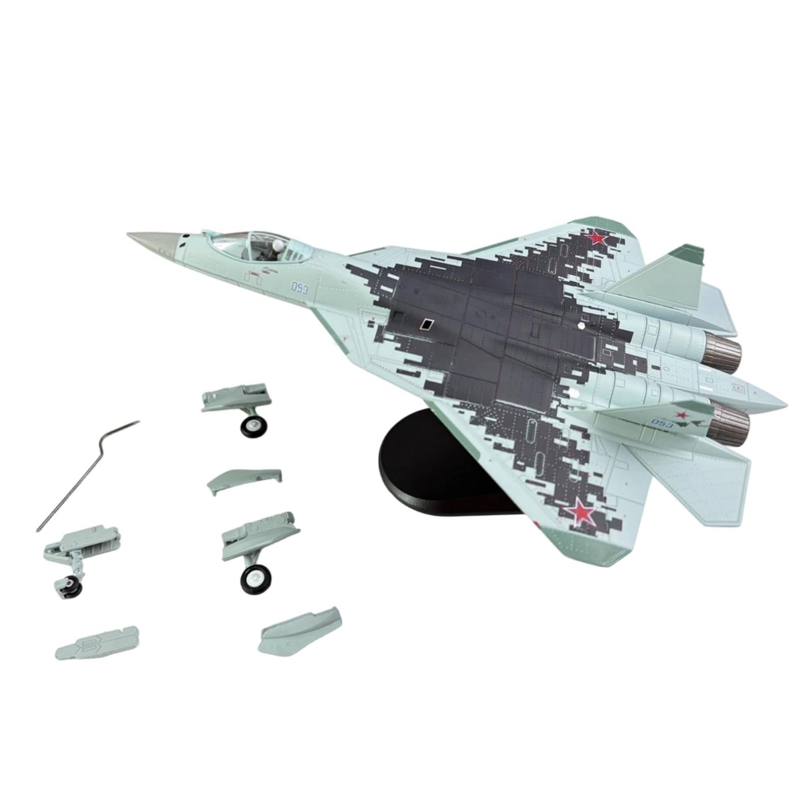 kowaku Modellino Del Caccia-57 Statico Caccia Su-57 a Bassa Osservabilità Modello per Vetrina, Mensola, SU57 Mimetico Digitale Intercambiabile